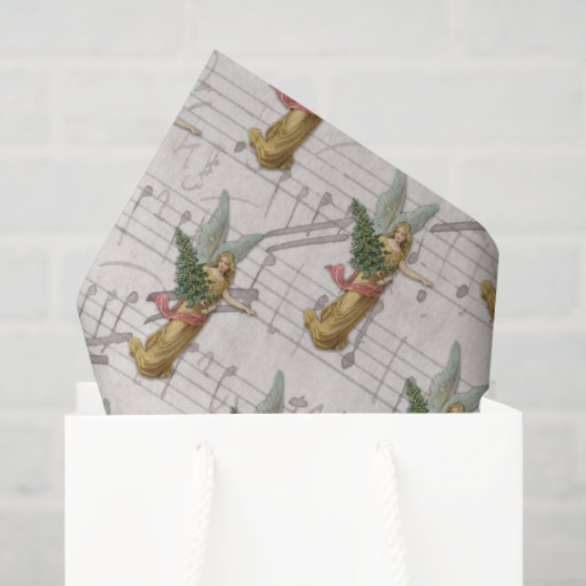 Papel De Seda Antique Christmas Tree Angel Victorian Christian (Sacola de presentes)