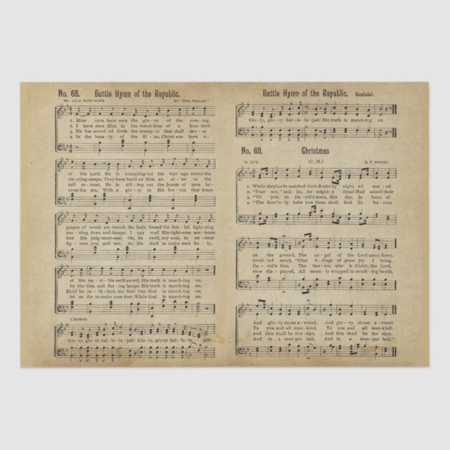 Papel De Seda Antique Paper Vintage Christmas Sheet Music  (Frente )