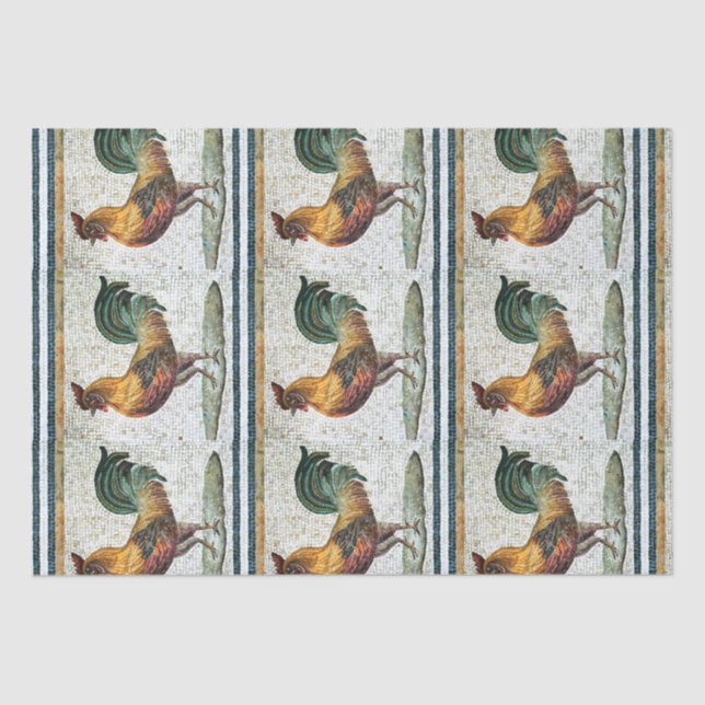 PAPEL DE SEDA ANTIQUE ROMAN MOSAICS / ROOSTER (Frente )