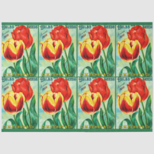 Papel De Seda Anúncio de Jardim Antigo, Tulipas Vermelhas Amarel