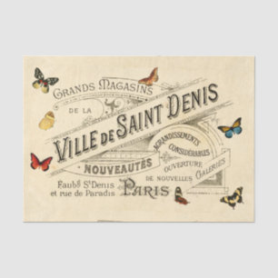 Papel De Seda Anúncio Francês & Borboletas Vintage, Decoupage