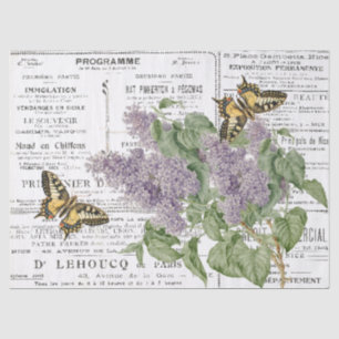 Papel De Seda Anúncios em jornal francês da Borboleta do Lilac