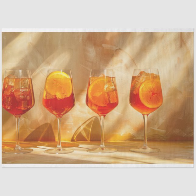 Papel De Seda Aperol Spritz Bebe Óculos Itália Padrão Fotográfic (Frente )
