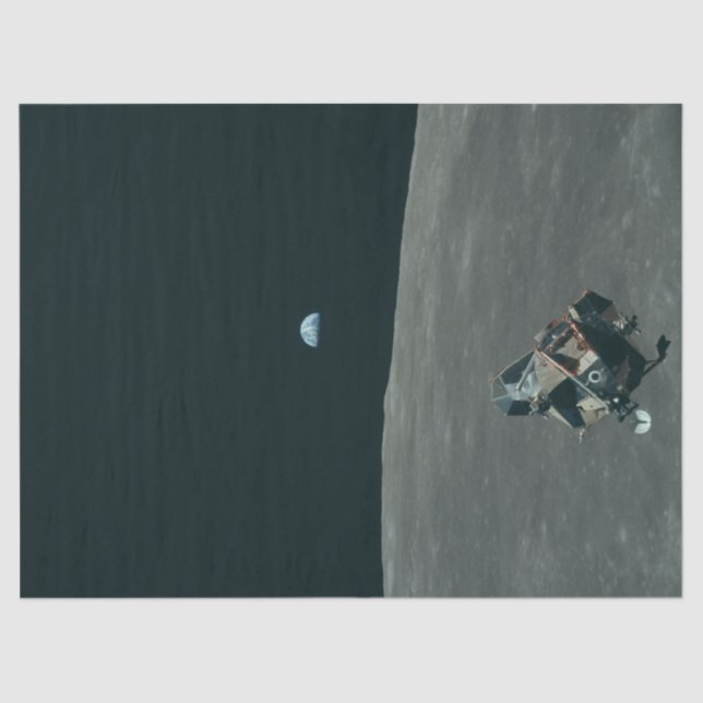 Papel De Seda Apollo Lunar Lander e Earthrise sobre Lua (Frente )