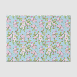 Papel De Seda Apple cor-de-rosa floresce no fundo frondoso dos