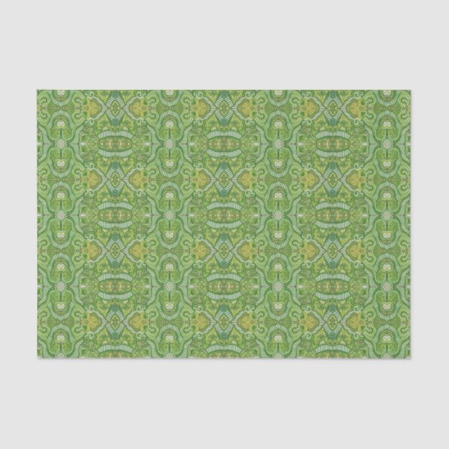 Papel De Seda Apple Stripe Bohemian Arabesque Patterus Chartreus (Frente )