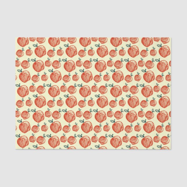 Papel De Seda Apple vermelho Doodle o teste padrão (Frente )