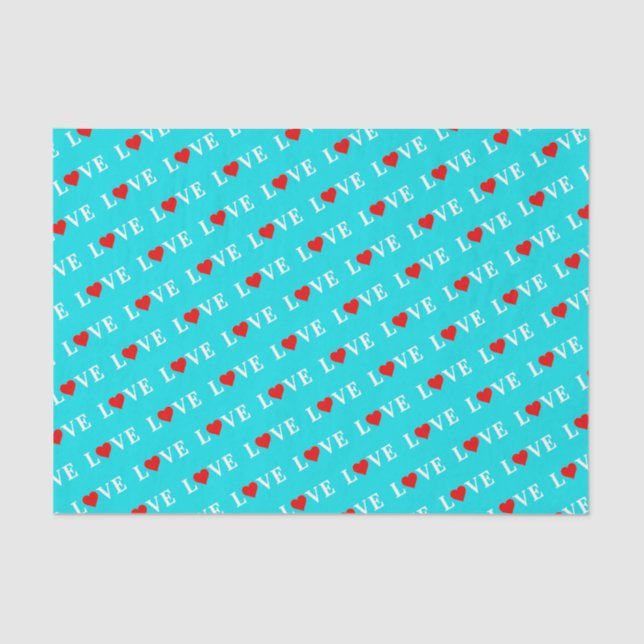 Papel De Seda Aqua Blue LOVE (Frente )