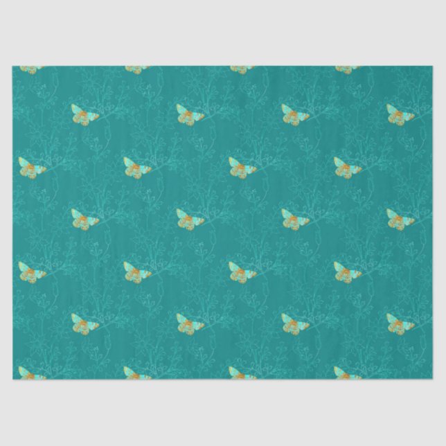 Papel De Seda Aqua e Dourada série Design 3 (Frente )