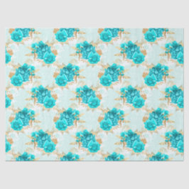 Papel De Seda Aqua e Dourada Série Design 5