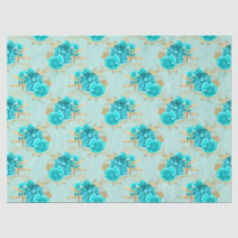 Papel De Seda Aqua e Dourada Série Design 7