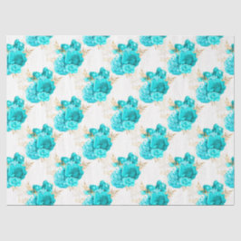 Papel De Seda Aqua e Dourada série Design 8