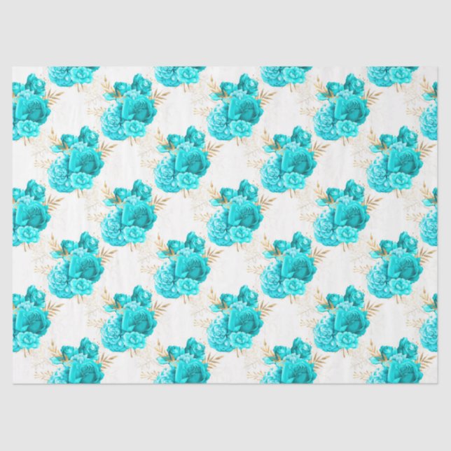 Papel De Seda Aqua e Dourada série Design 8 (Frente )