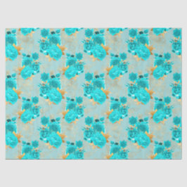 Papel De Seda Aqua e Dourada Série Design 9