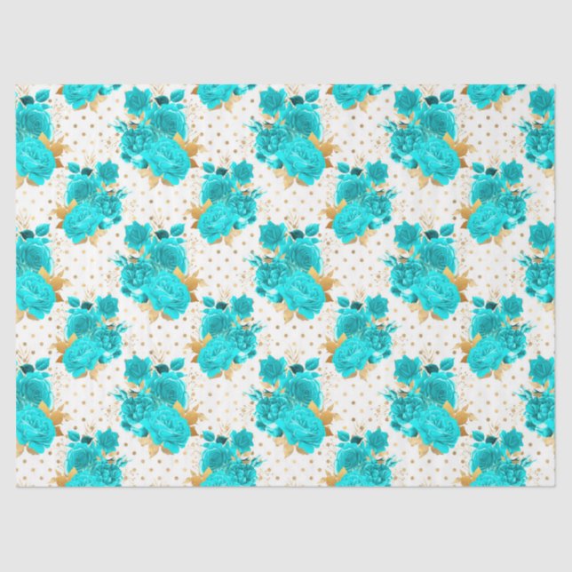 Papel De Seda Aqua e Dourado Series Design 10 (Frente )