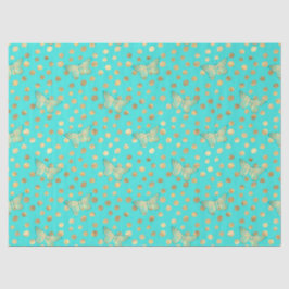 Papel De Seda Aqua e Dourado Series Design 11