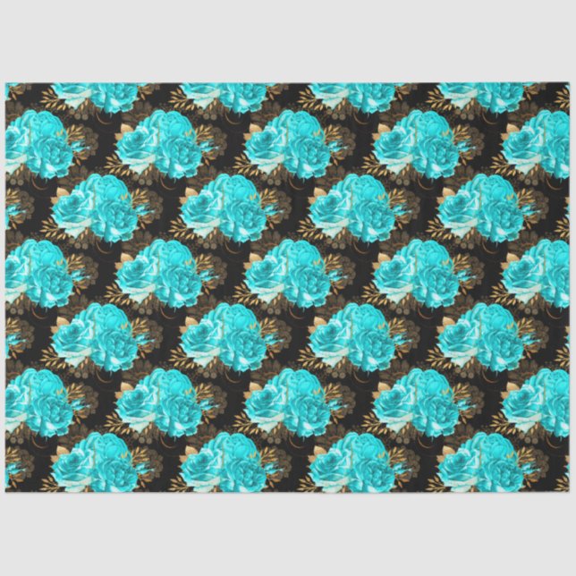 Papel De Seda Aqua e Dourado Series Design 13 (Frente )