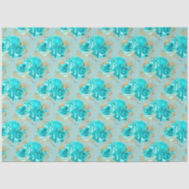 Papel De Seda Aqua e Dourado Series Design 16