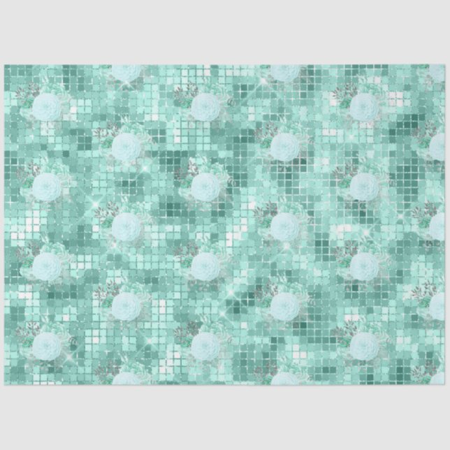 Papel De Seda Aqua e Silver Series Design 12 (Frente )