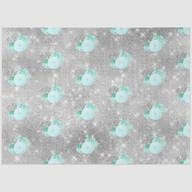 Papel De Seda Aqua e Silver Series Design 14 (Frente )