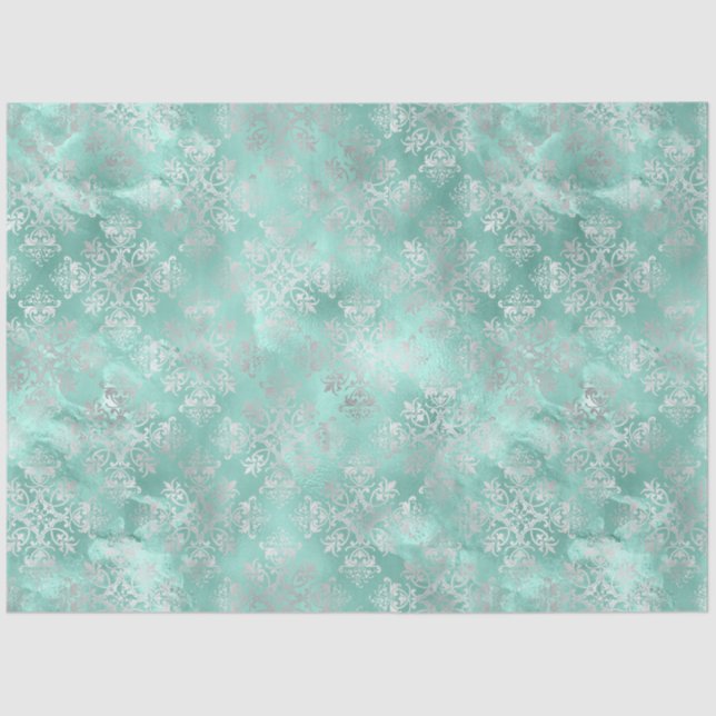 Papel De Seda Aqua e Silver Series Design 7 (Frente )