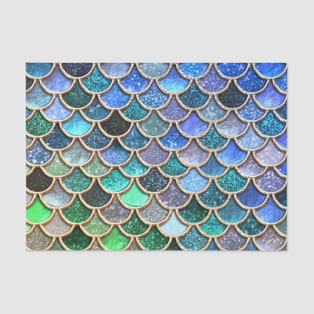 Papel De Seda Aqua green Mermaidscale Primavera Glitter for Girl (Frente )