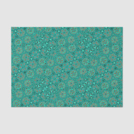 Papel De Seda Aqua Teal Turquoise Faux Gold Shell Decoupage