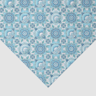 Papel De Seda Aqua, Teals, Blues & White Art Deco Coastal