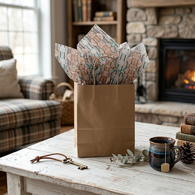 Papel De Seda Aqua Turquoise Teal Taupe Black Cinza Mosaica (Criador carregado)