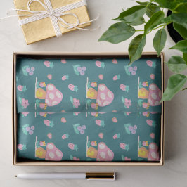 Papel De Seda aquarela aguda Mushroom flores verdes