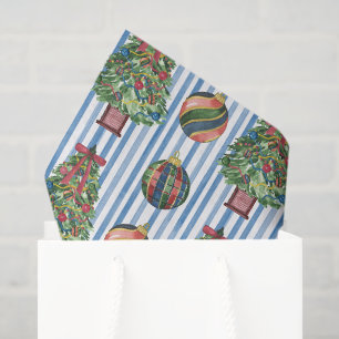 Papel De Seda Aquarela Árvore Clássica e Enfeites Natal