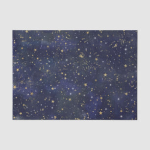 Papel De Seda Aquarela Caprichosa Estrelas Celestiais Azul e Dou