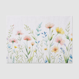 Papel De Seda Aquarela Cor Pastel Flores Silvestres Natureza
