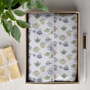 Papel De Seda Aquarela de Bule de Chá em Hora do Chá Arte Pintad