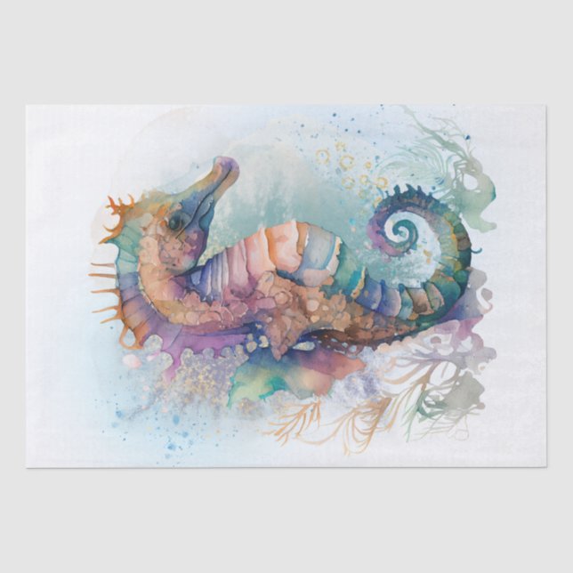 Papel De Seda Aquarela de Cavalo do Mar (Frente )