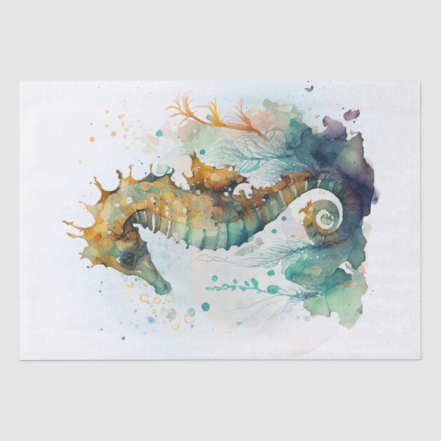 Papel De Seda Aquarela de Cavalo do Mar (Frente )