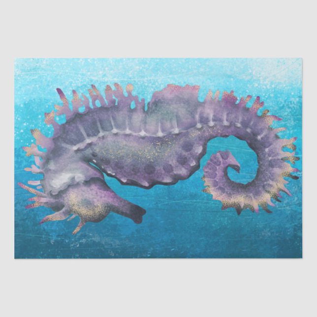Papel De Seda Aquarela de Cavalo do Mar (Frente )