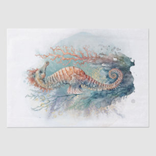 Papel De Seda Aquarela de Cavalo do Mar