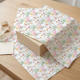 Papel De Seda Aquarela de Flor Silvestre Rosa