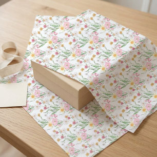Papel De Seda Aquarela de Flor Silvestre Rosa