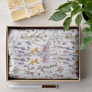 Papel De Seda Aquarela de Flor Silvestre Rosa Roxo Aquarela