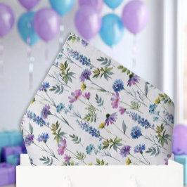 Papel De Seda Aquarela de Flor Silvestre Roxa Azul