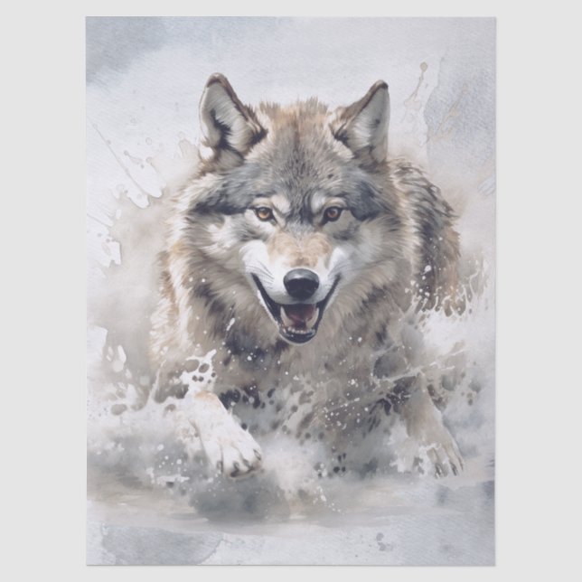 Papel De Seda Aquarela de Lobo (Frente )