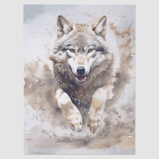 Papel De Seda Aquarela de Lobo (Frente )
