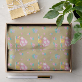Papel De Seda aquarela doce Flores de cogumelo ouro marrom