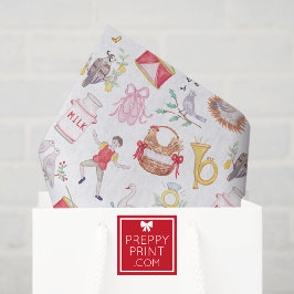 Papel De Seda Aquarela Doze Dias de Natal