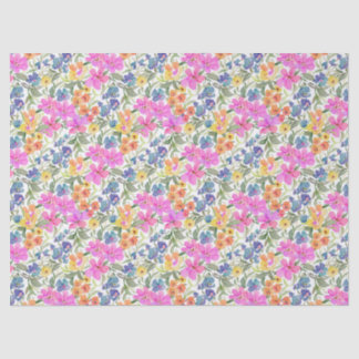 Papel De Seda Aquarela Floral de Flores Silvestres - Rosa Roxo P