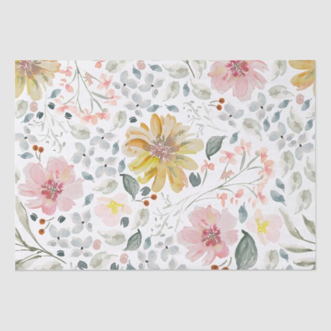 Papel De Seda Aquarela floral de primavera  (Frente )