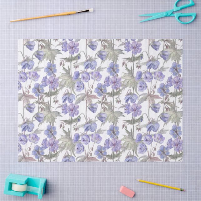 Papel De Seda Aquarela Floral Lavanda  (Arte )