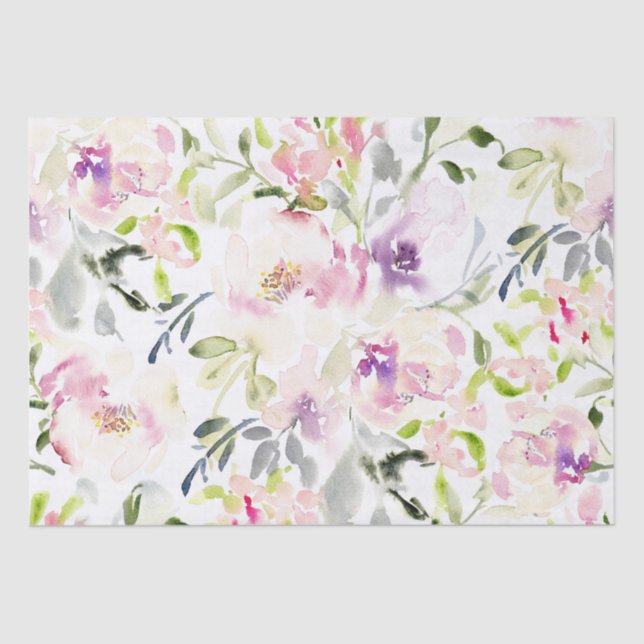 Papel De Seda Aquarela floral primavera expressiva solta  (Frente )